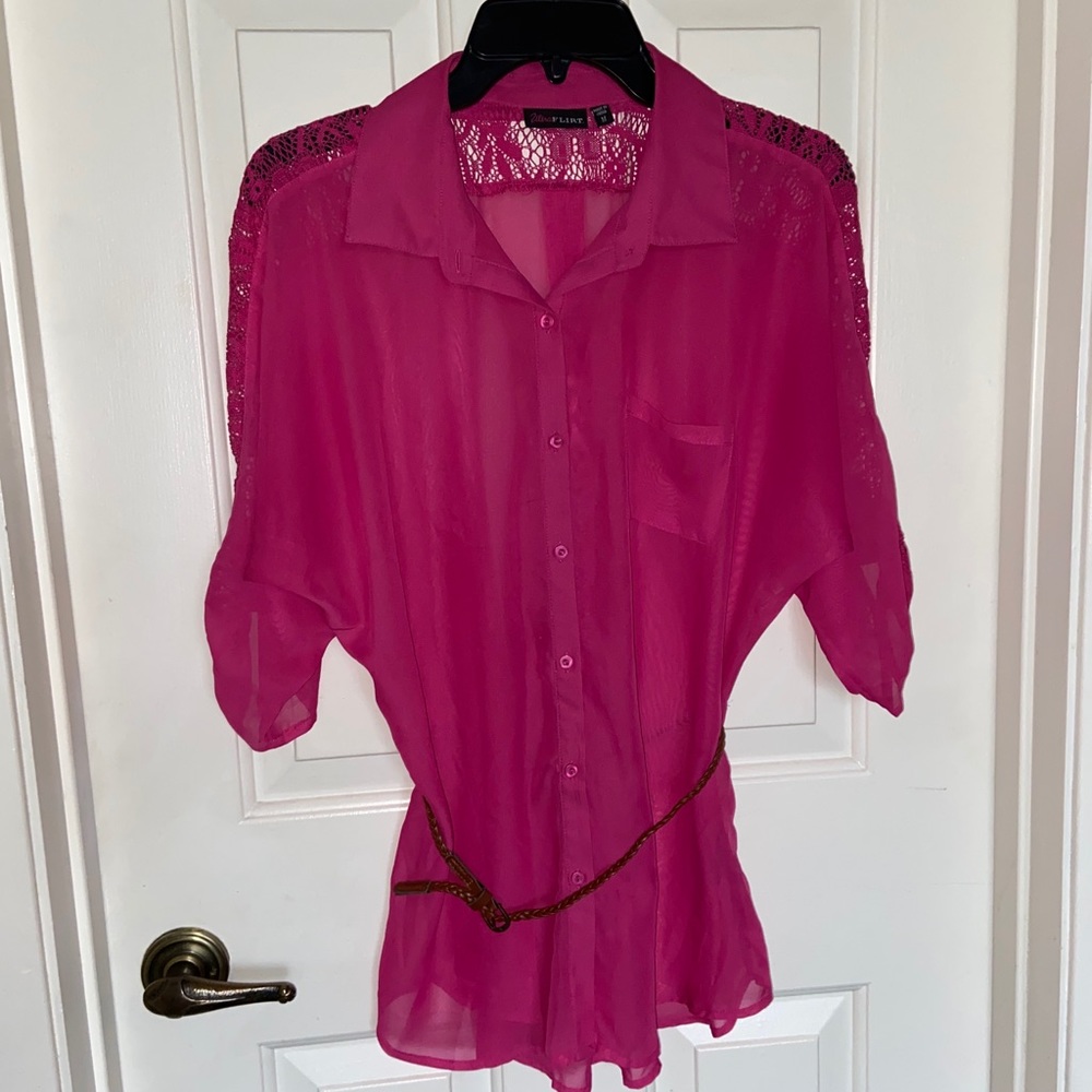 Dark pink sheer top